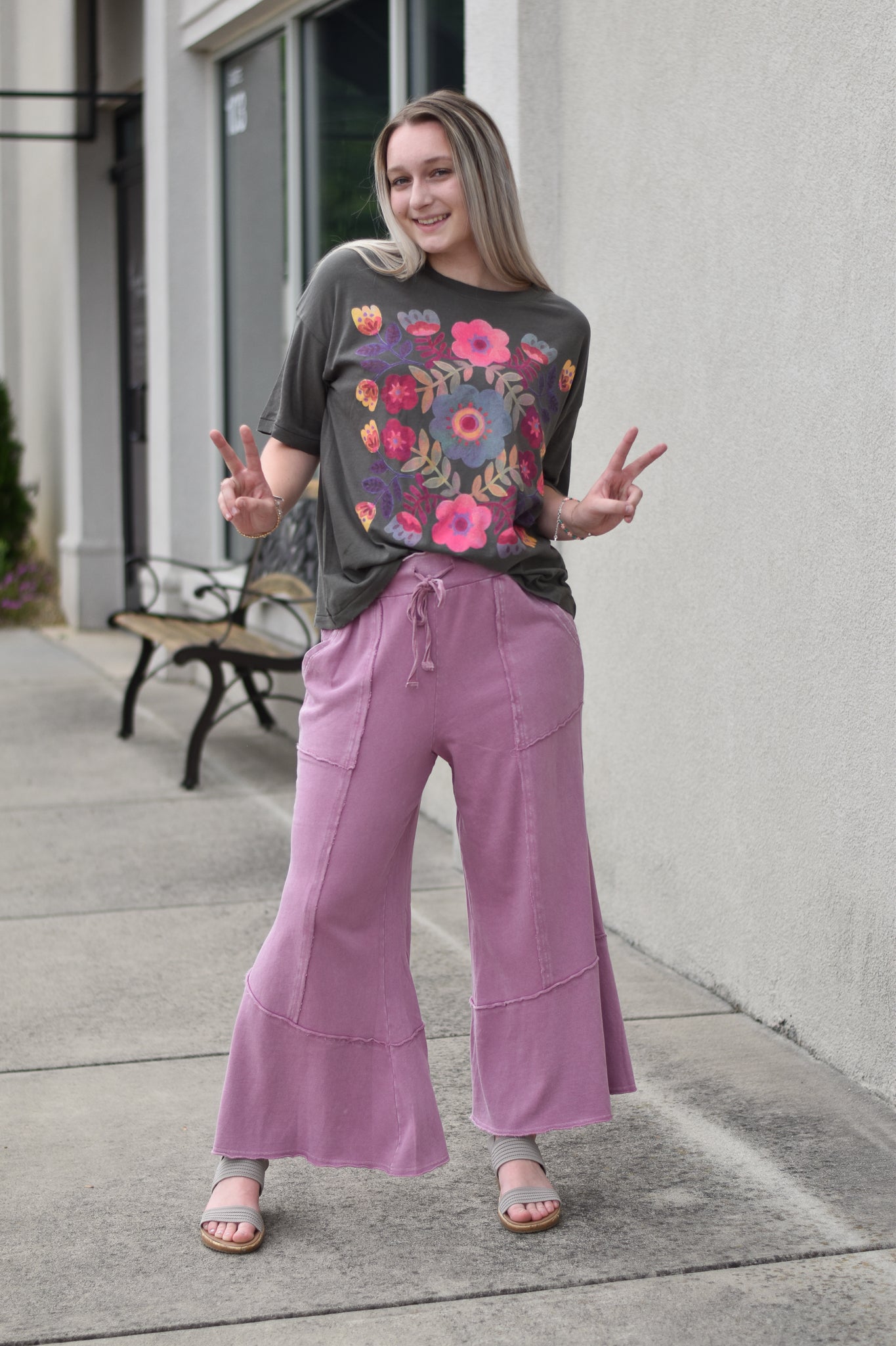 Floral Mineral Washed Pants