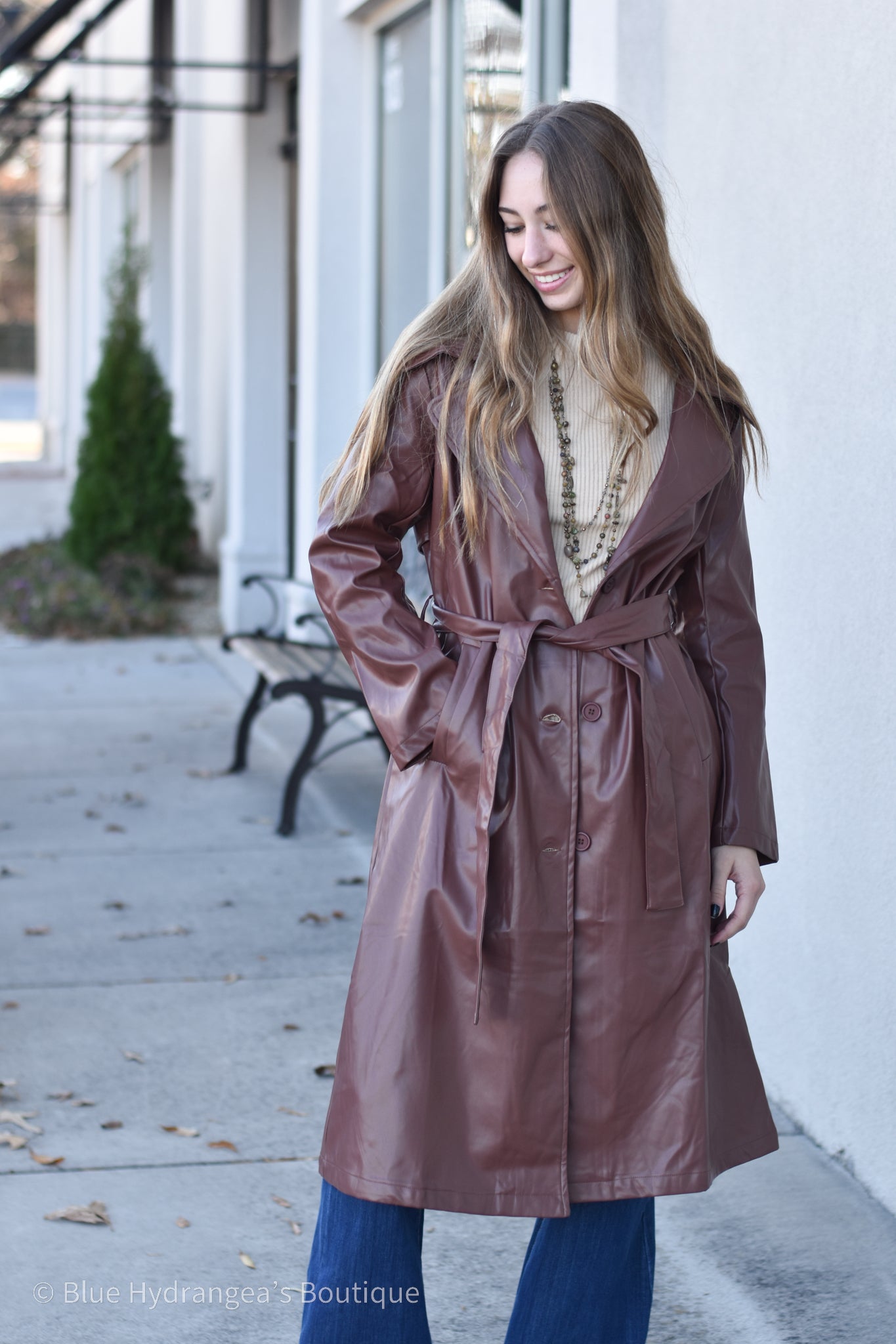 Midnight Faux Leather Trench Coat