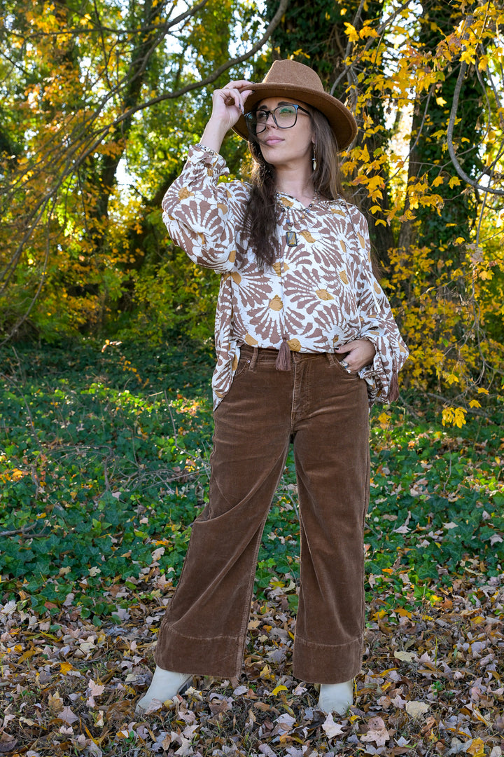 Risen Crop Wide Corduroy Jeans