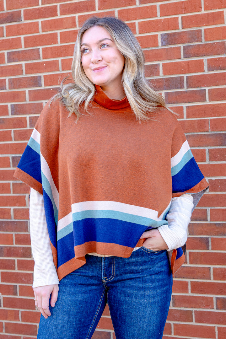 THML Driftwood Colorblock Poncho