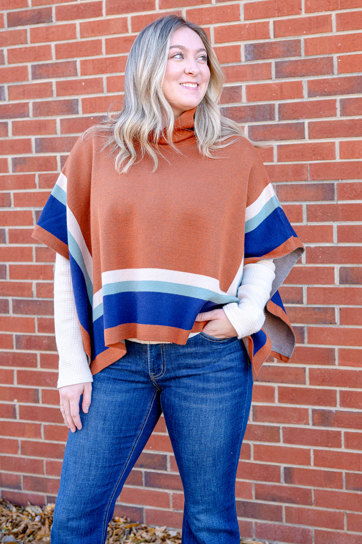 THML Driftwood Colorblock Poncho