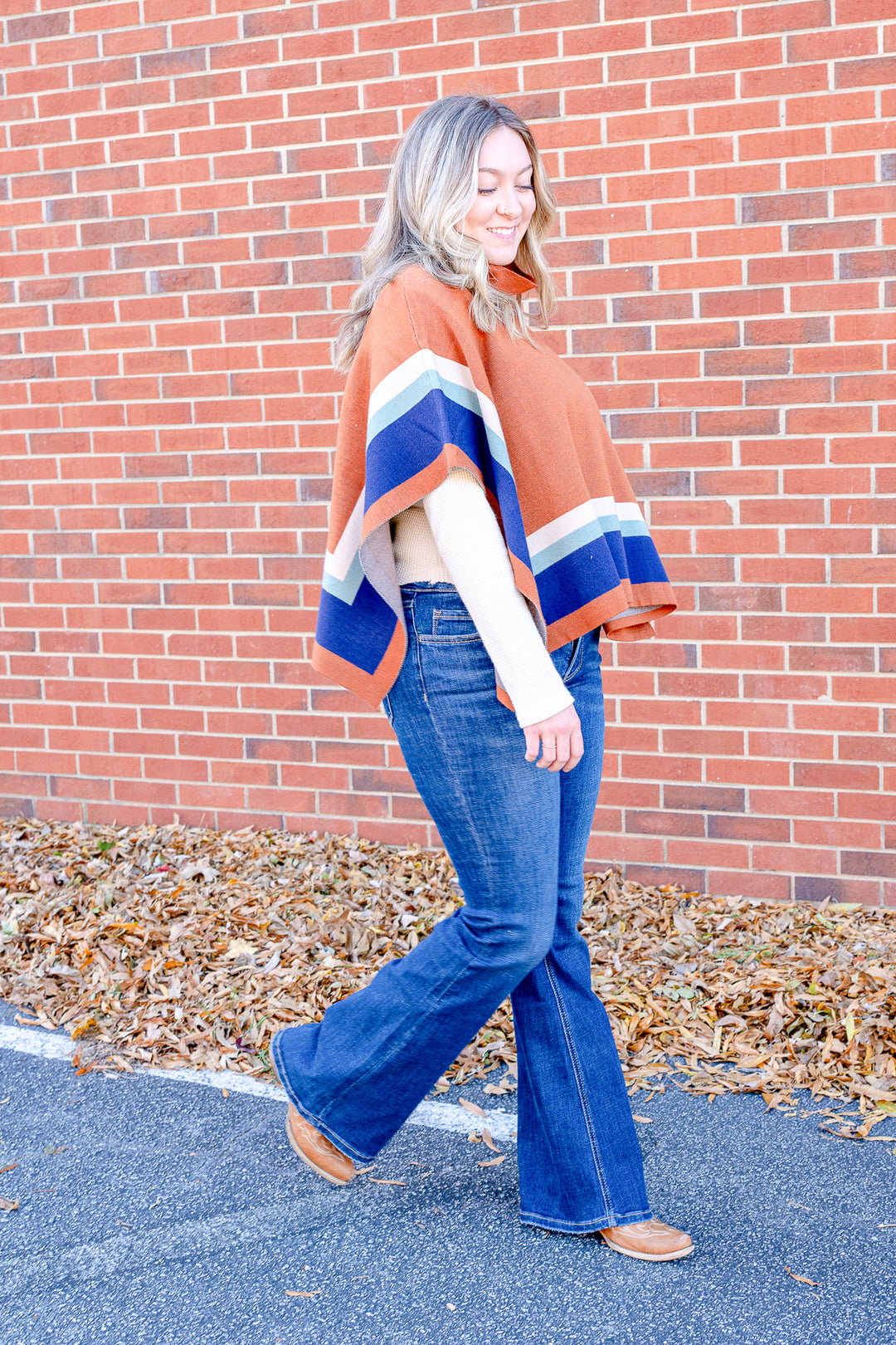 THML Driftwood Colorblock Poncho