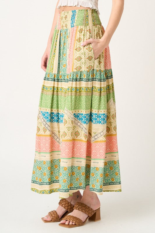 Desert Mosaic Boho Maxi Skirt