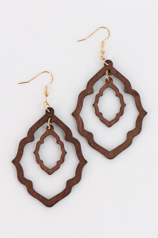 Boho Filigree Wood Earrings