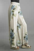 Tempo Paris Floral Linen Smocked Pants