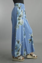 Tempo Paris Floral Linen Smocked Pants
