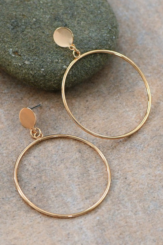 Metal Wire Round Drop Earrings