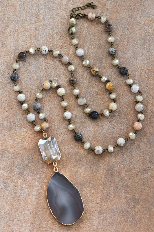 Agate Stone Beaded Necklace