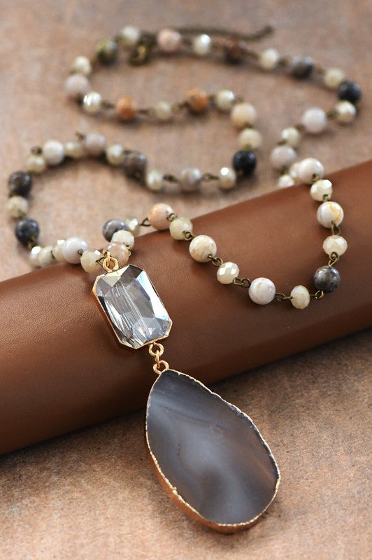 Agate Stone Beaded Necklace