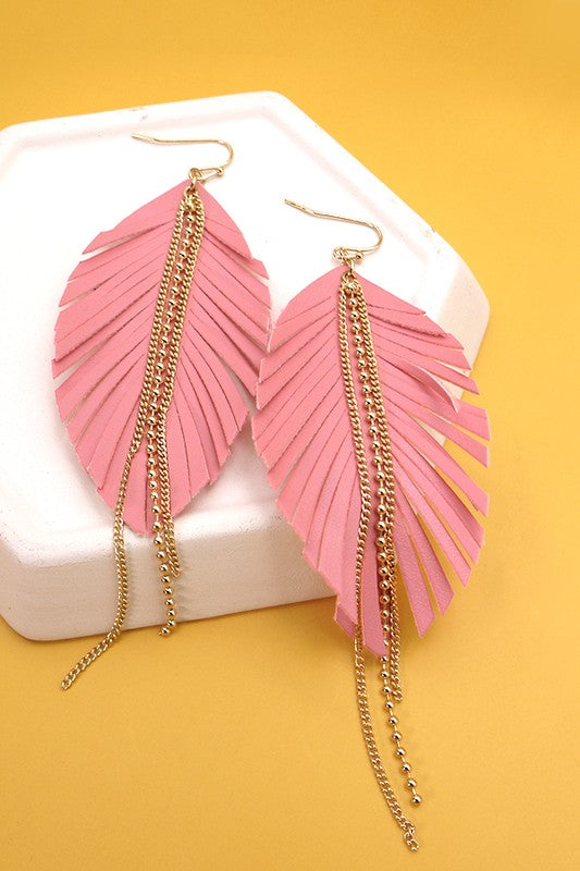 Leather Leaf Earrings