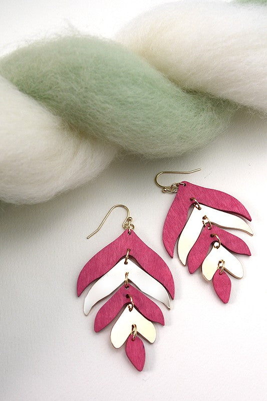 Wood Leaf Earrings