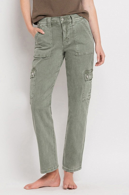 Vervet High Rise Cargo Straight Jeans