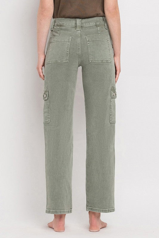 Vervet Olive High Rise Wide Leg Cargo Jeans