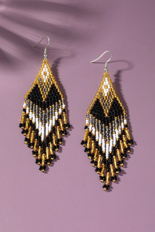 Moon Dance Boho Seed Bead Earrings