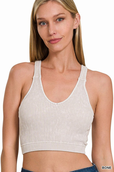Washed Padded Crop Cami