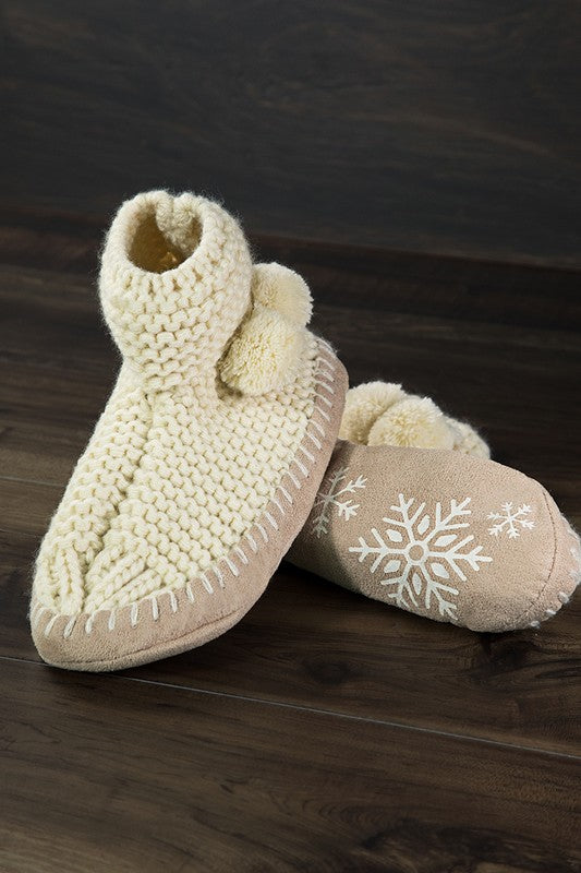 Hand Knitted Snowflake Slipper