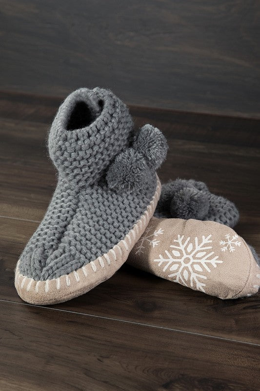 Hand Knitted Snowflake Slipper