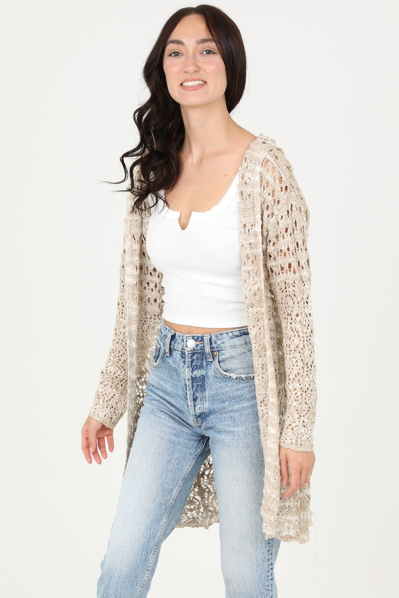 Boho Dreamer Hooded Crochet Cardigan