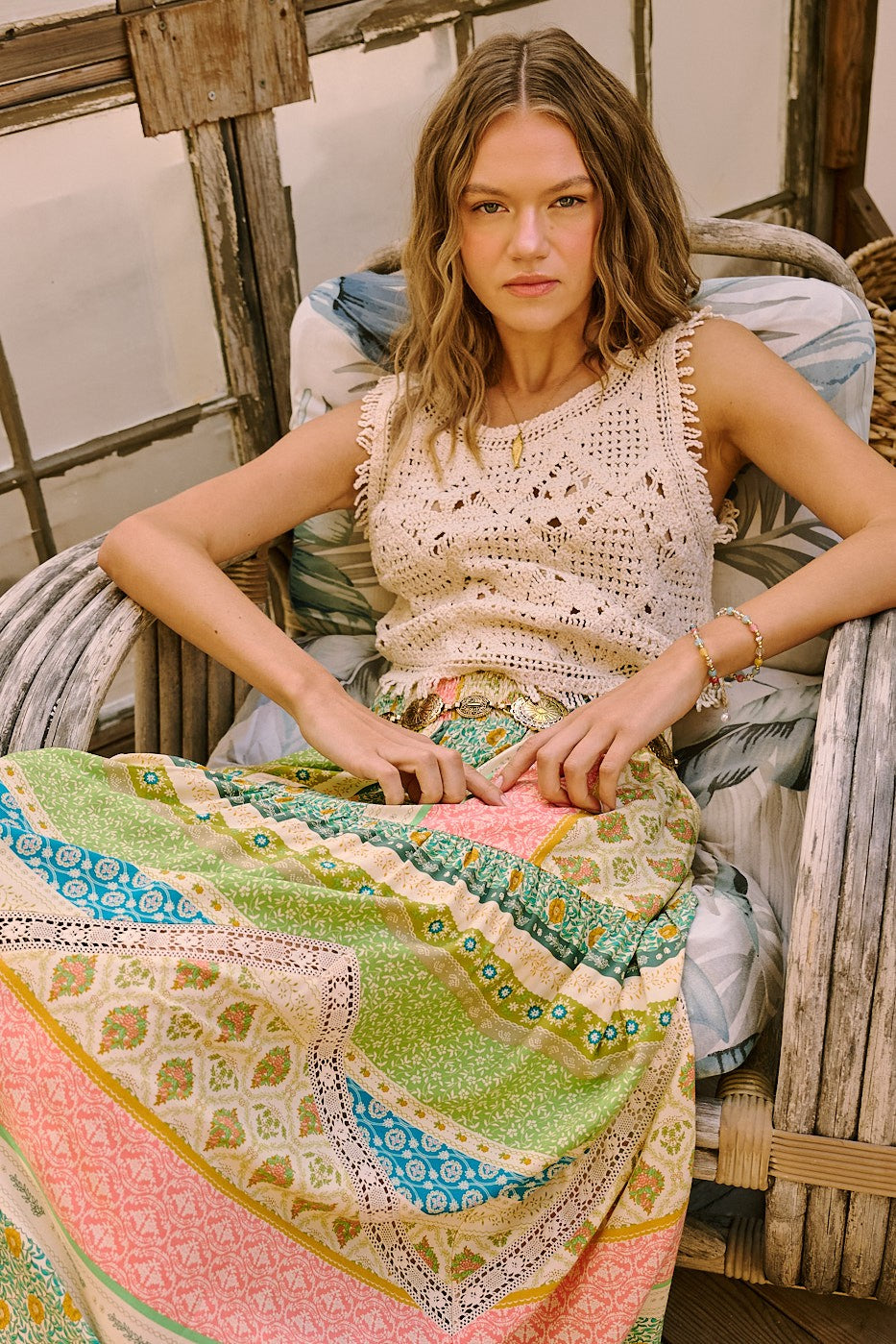 Desert Mosaic Boho Maxi Skirt