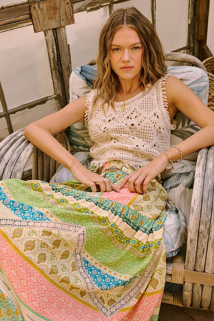 Desert Mosaic Boho Maxi Skirt