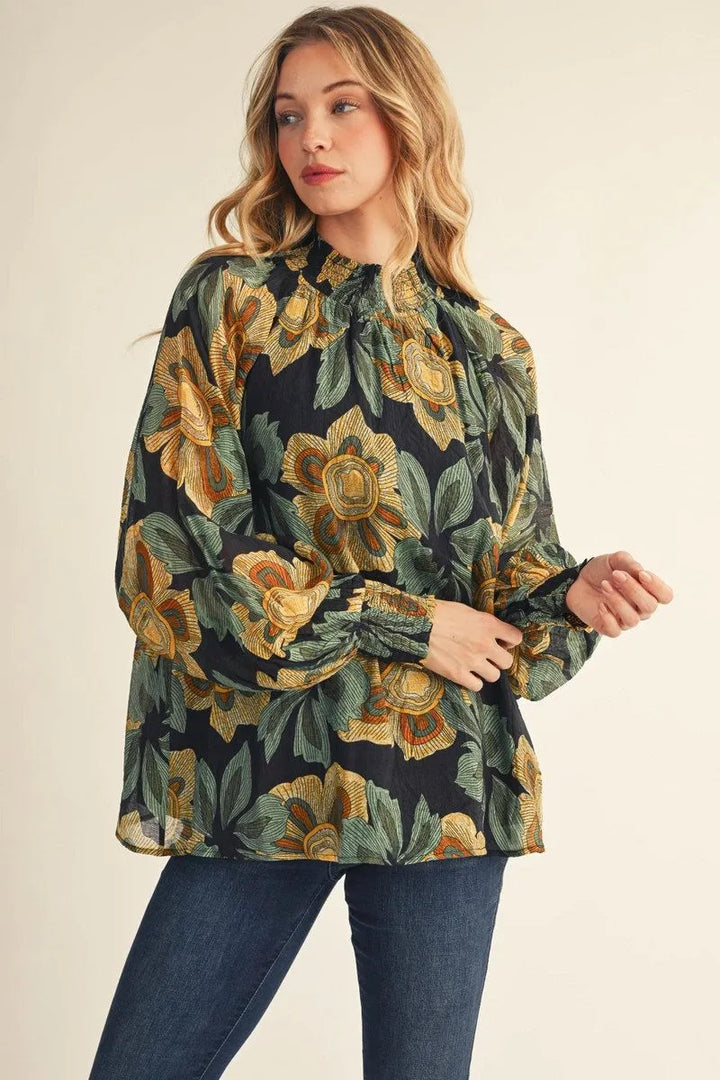 Boho Floral Sheer Blouse