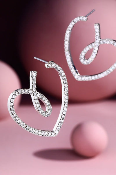 Twisted Crystal Heart Earrings