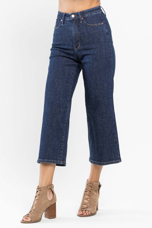 Judy Blue Tummy Control Tailored Crop Wide Jean