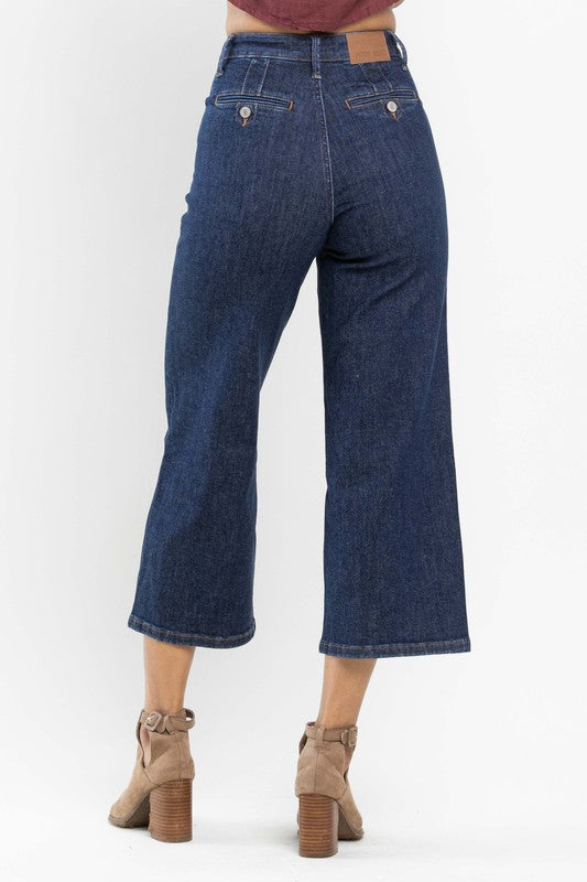 Judy Blue Tummy Control Tailored Crop Wide Jean
