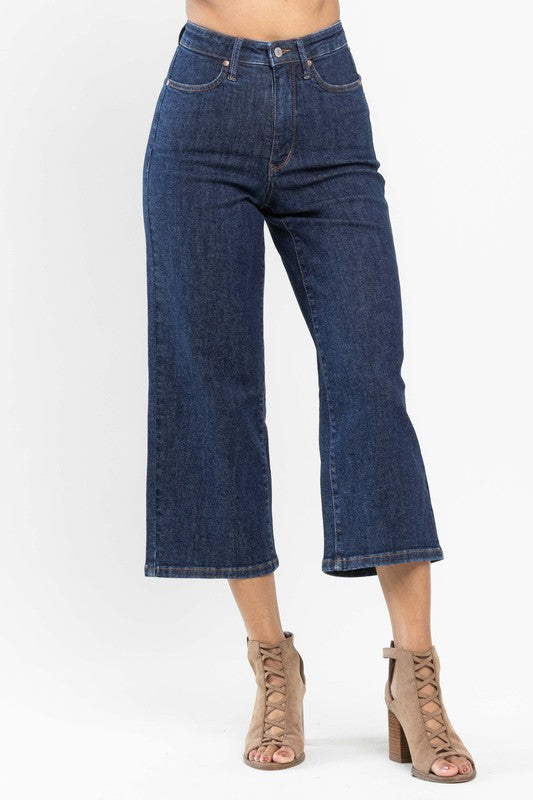 Judy Blue Tummy Control Tailored Crop Wide Jean