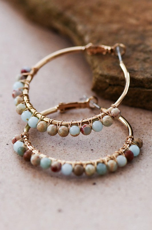 Jasper Stone Beaded Earrings