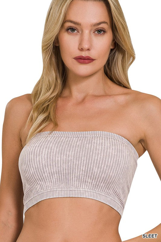 Washed Seamless Tube Top Bralette