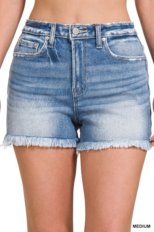 Denim Frayed Hem Short