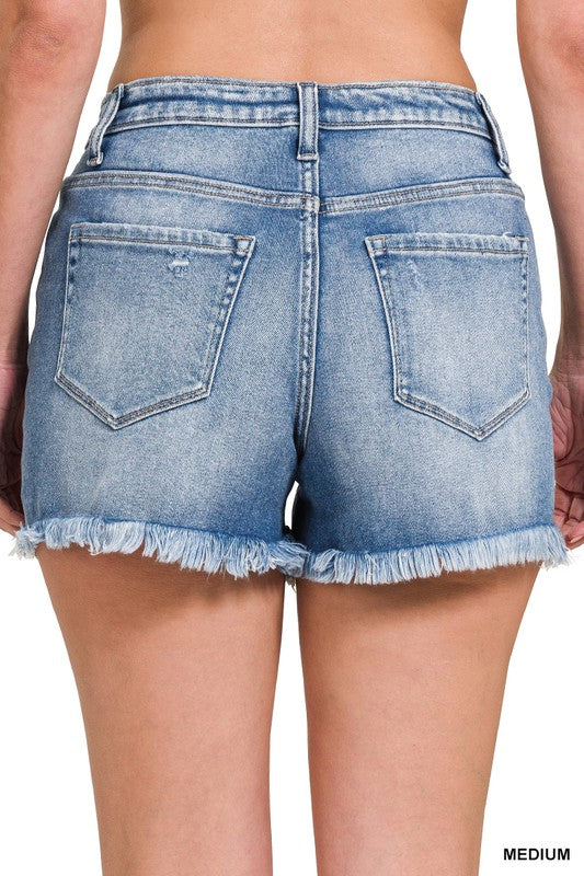 Denim Frayed Hem Short