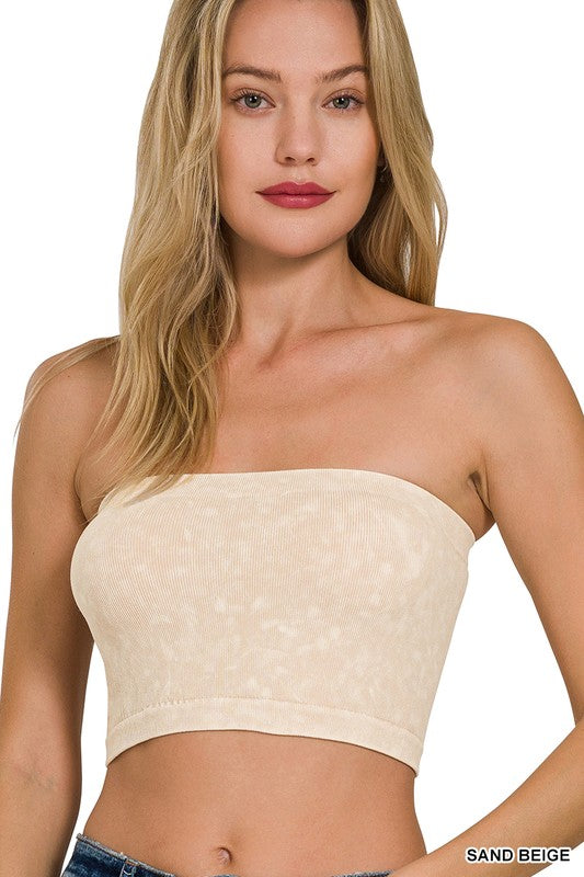 Washed Seamless Tube Top Bralette