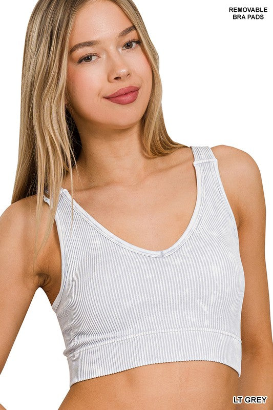 Washed V-Neck Cropped Cami