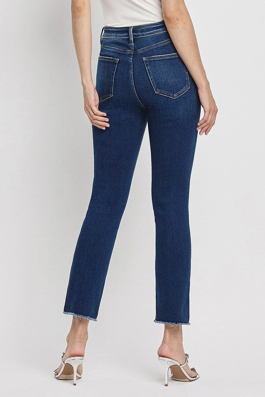 Mia Dark Wash High-Rise Ankle Straight Jeans