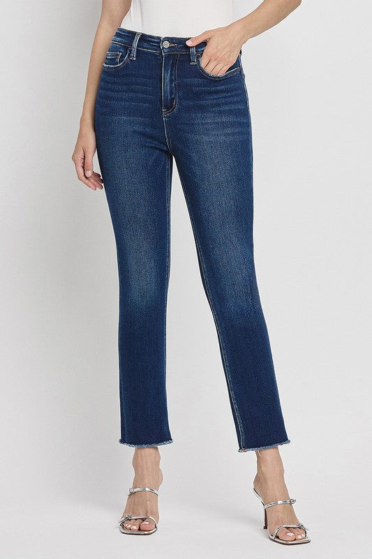 Mia Dark Wash High-Rise Ankle Straight Jeans