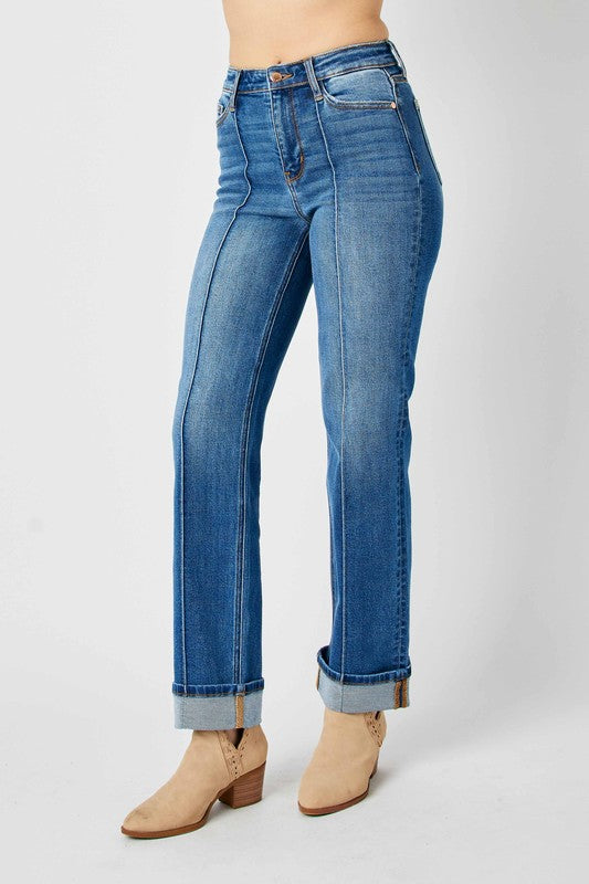 Judy Blue Lennon (Full Size Run) Wide Cuff Straight outlet Leg Jeans