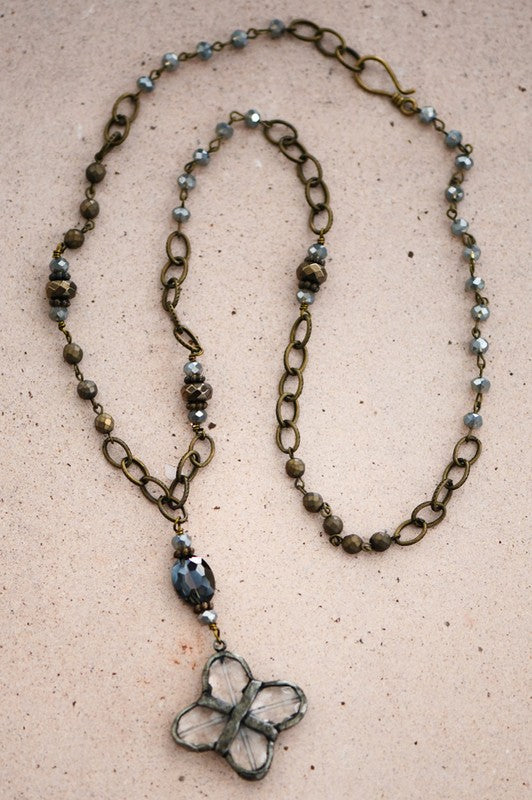 Boho Glass Crystal Necklace