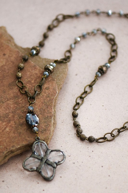 Boho Glass Crystal Necklace