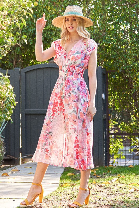 Bayside Florals Midi Dress