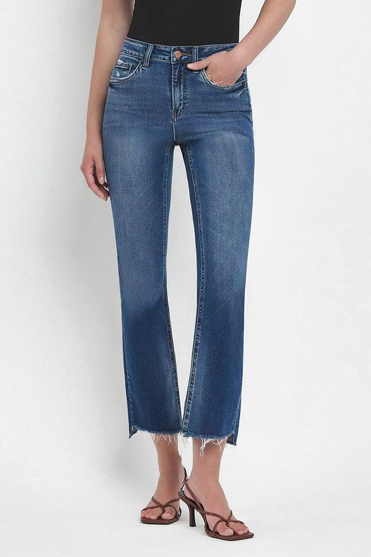 Vervet Blair High Rise Raw Step Hem Crop Jeans