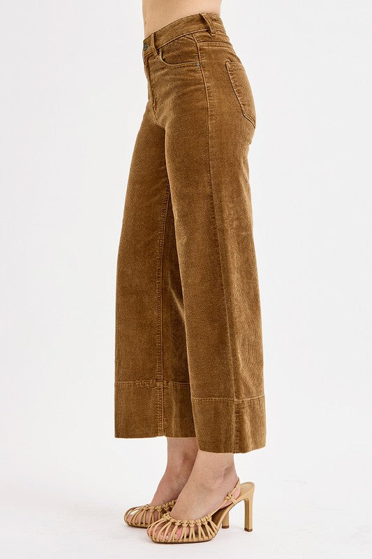 Risen Crop Wide Corduroy Jeans