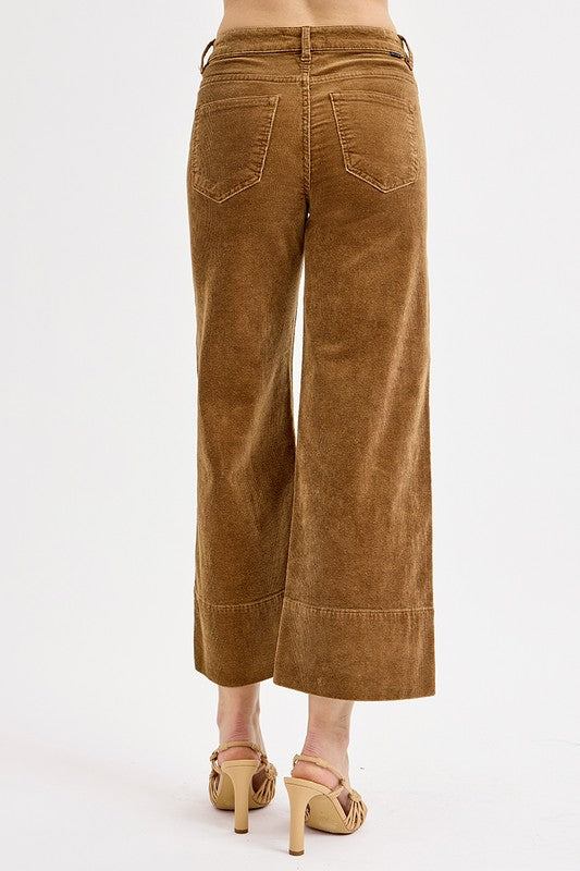 Risen Crop Wide Corduroy Jeans