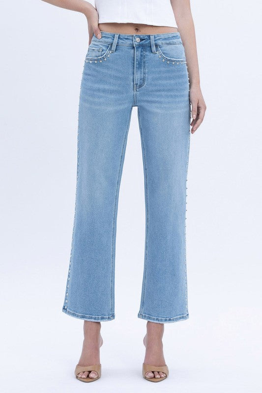 Lovervet Luna Stud Slim Wide Jeans