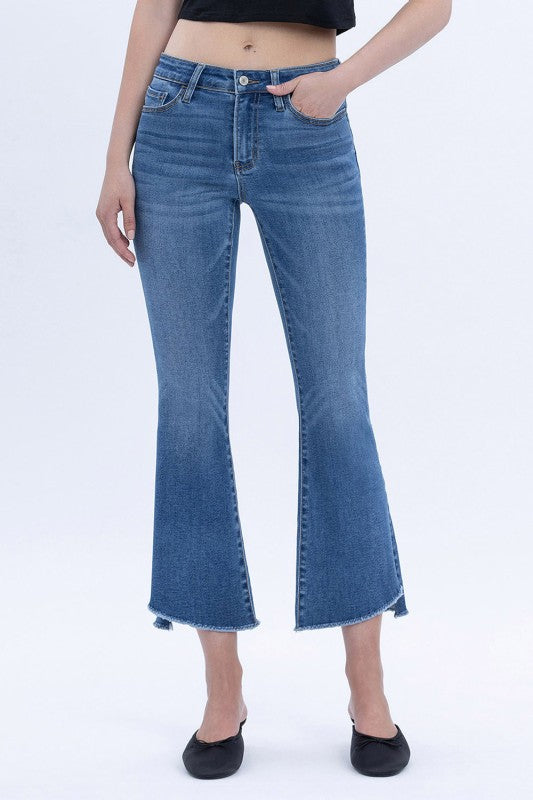 Vervet by Flying Monkey Step Hem Crop Flare Jeans