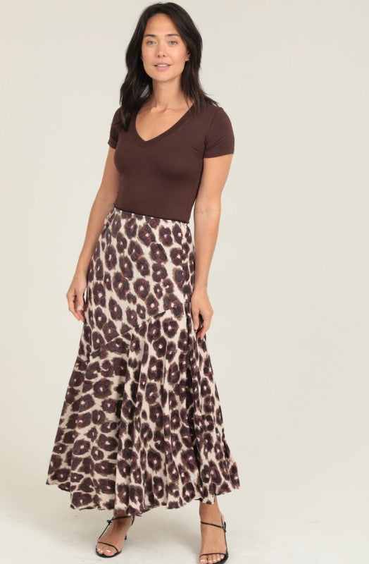 Leopard Print Bias Cut Maxi Skirt