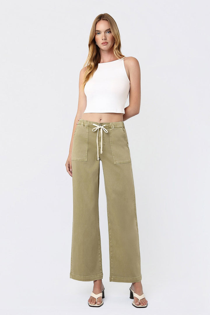Vervet Haven Drawstring Wide-Leg Jeans