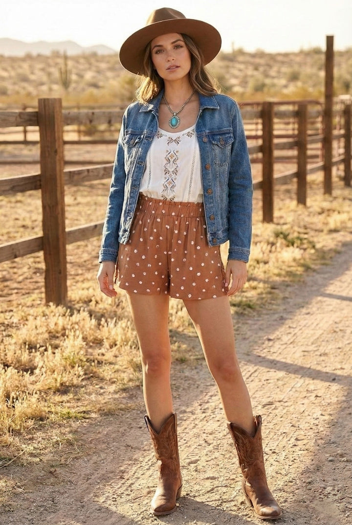 Mocha Charm Dot Shorts