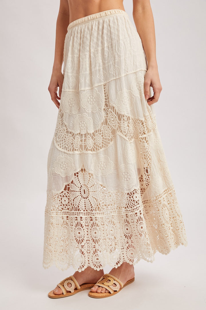 Boho Sheer Lace Maxi Skirt